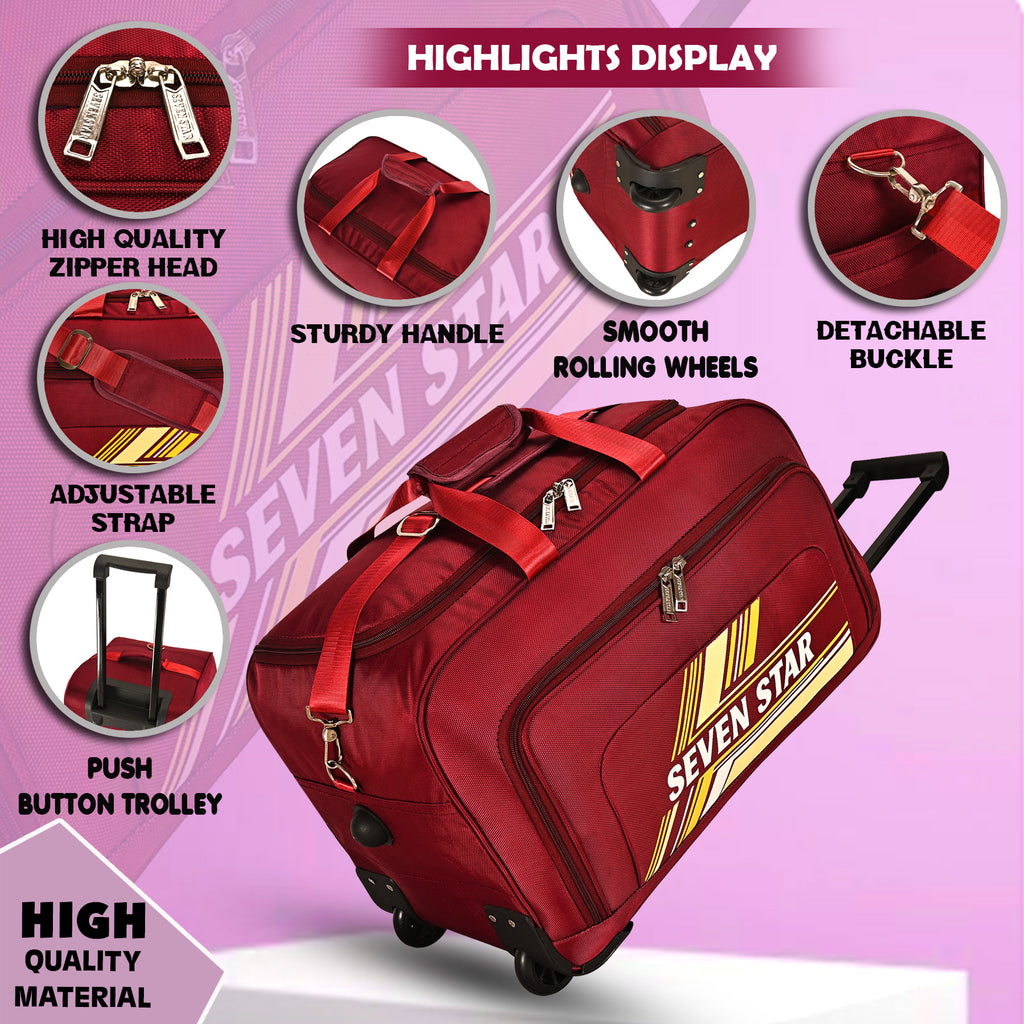 Seven Star 60 L Strolley Duffle Bag with Printed Stripes