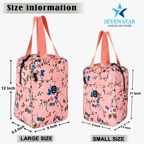Seven Star Floral Lunch Bag - Stylish, Spacious & Smartly Designed for School and Office for Men and Women