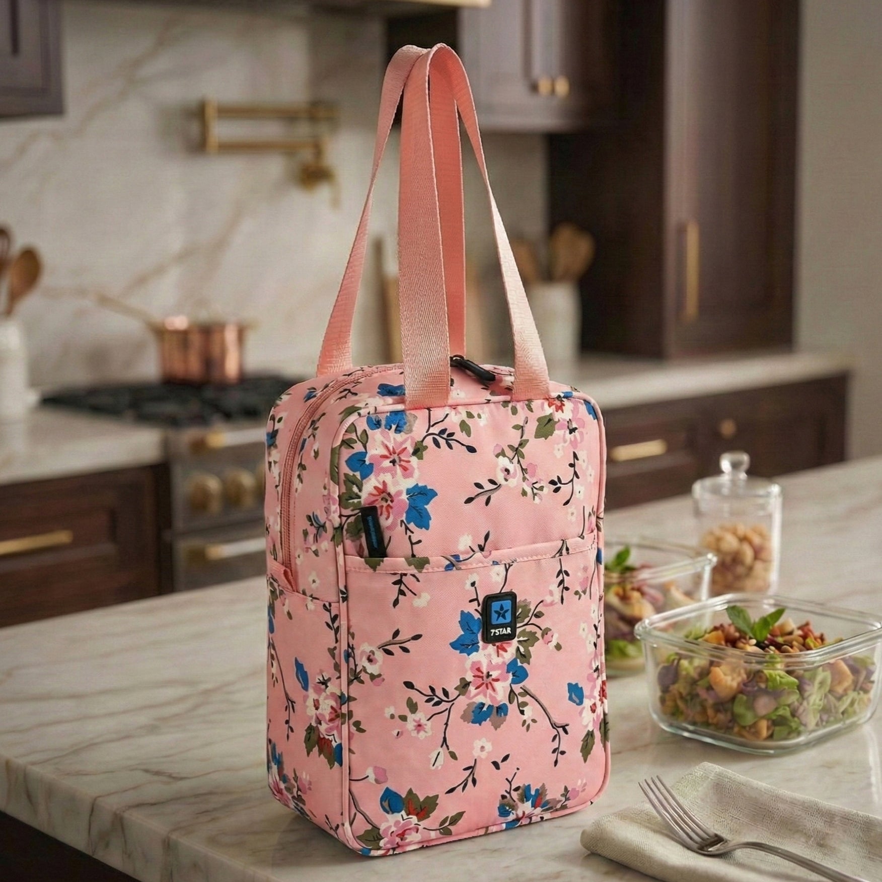 Seven Star Floral Lunch Bag - Stylish, Spacious & Smartly Designed for School and Office for Men and Women