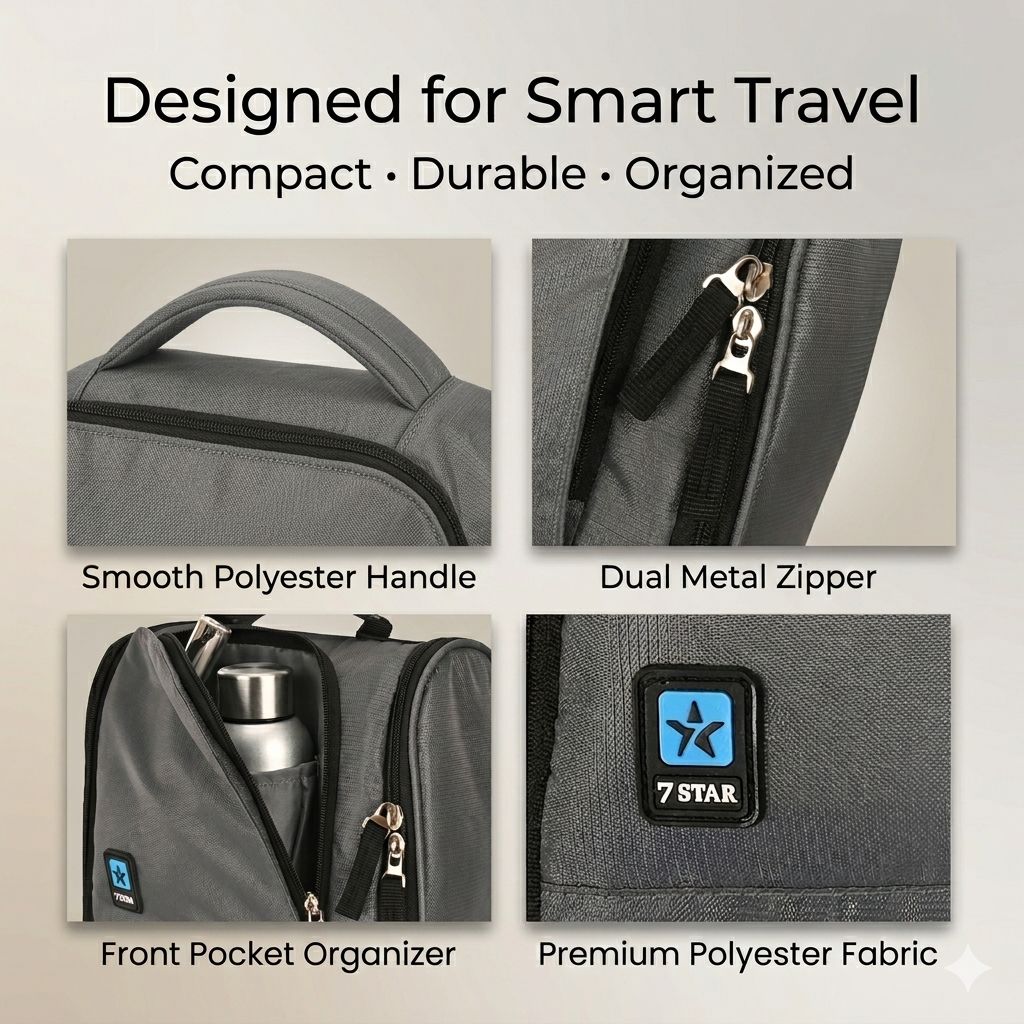 Seven Star Travel Toiletry Kit, Makeup Cosmetics Bag, Shaving Kit Pouch, for Men & Women