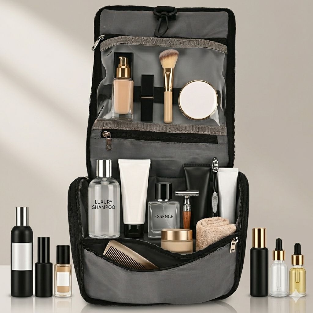 Seven Star Travel Toiletry Kit, Makeup Cosmetics Bag, Shaving Kit Pouch, for Men & Women